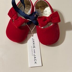 Janie and Jack Velvet Red Dress Shoes with Bow